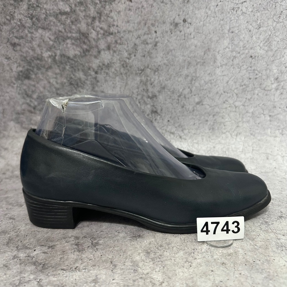 Munro American Pumps Womens 7 M Navy Blue Leather Low Block Heel M207611 USA